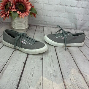 superga grey lace up 2750 cotu classic sneakers grey dark sage sz EU 41.5 W 10